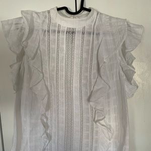Veronica Beard White Frill Shirt